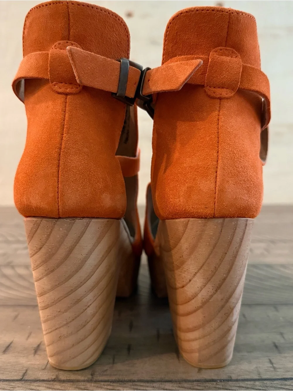New Free People Cedar Leather Platform Clogs Tomato US 8.5 EU 39